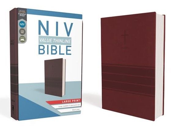 NIV Thinline Value Large Print Bible Burgundy | Online Christian ...