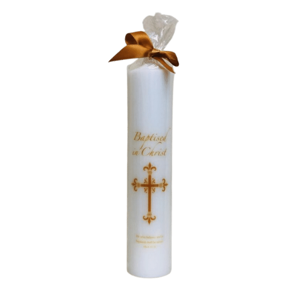 BAPTISM CANDLE 10"X2" GOLD CROSS         - main product image