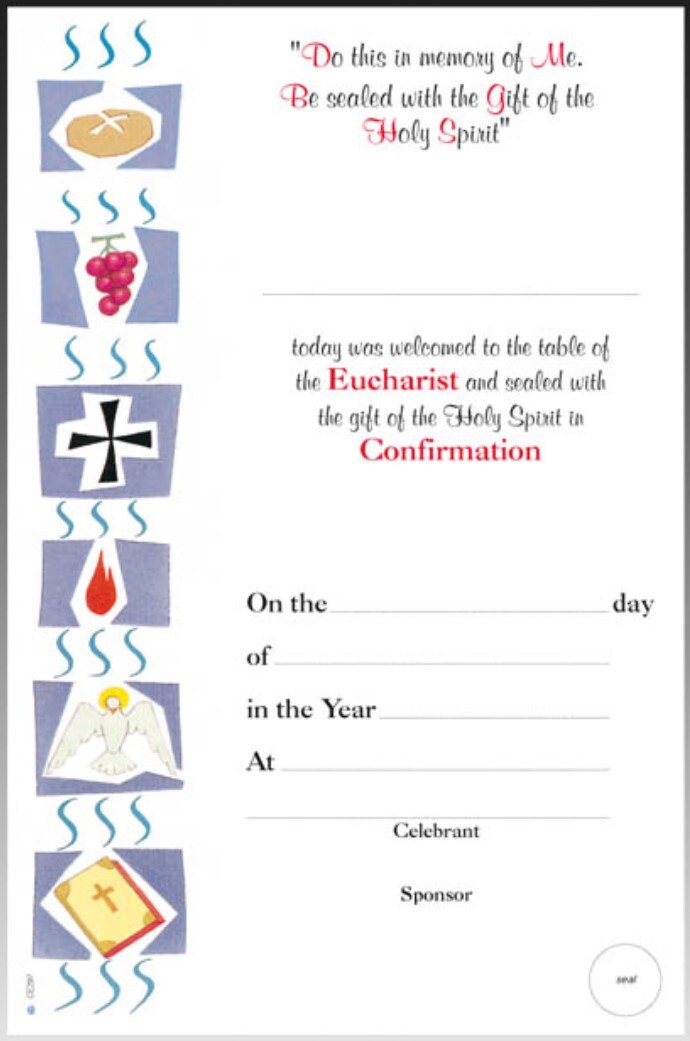 CERTIFICATE COMBINED COMMUNION/CONFIRMATION WITH IMAGES OVER BLUE PANELS  - main product image