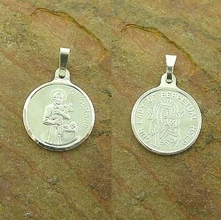 MEDAL ST GERARD / Our Lady of Perpetual Help STERLING SILVER 16mm BOXED - main product image