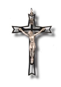 CRUCIFIX WALL SILVER METAL 13cm X 8cm - main product image