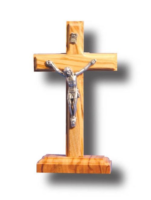CRUCIFIX STANDING OLIVE WOOD 9cm - main product image