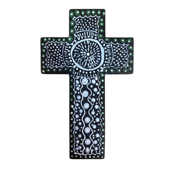 INDIGENOUS CROSS HAND PAINTED 15CM S