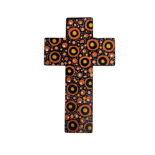 Large View INDIGENOUS CROSS HAND PAINTED 15CM U1 - main product image