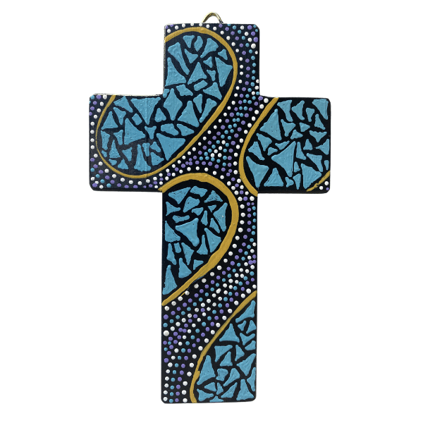 INDIGENOUS CROSS HAND PAINTED 15CM V2
