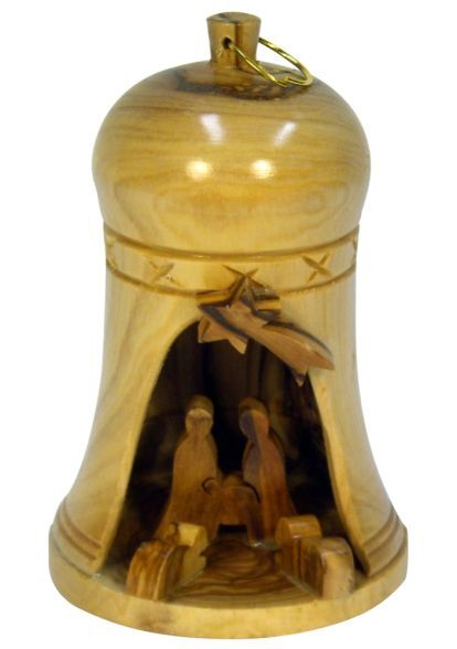 OLIVE WOOD NATIVITY IN BELL 9cm - main product image