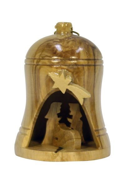 OLIVE WOOD NATIVITY IN BELL SMALL 6cm - main product image