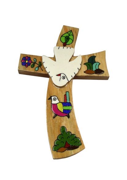 EL SALVADOR FLOWER AND DOVE CROSS 10CM - main product image