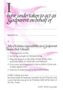 CERTIFICATE FOR GODPARENT WITH PINK DOVE WATERMARK **TOS - No Reprint Date Yet** - main product image