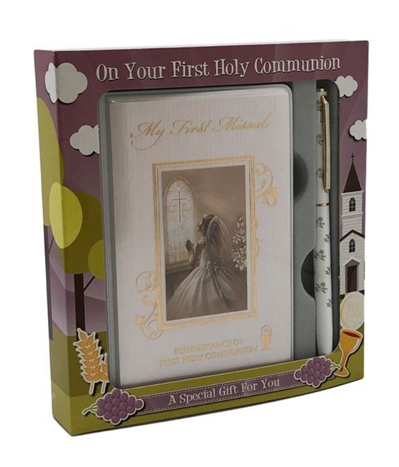COMMUNION MISSAL AND PEN GIFT SET GIRL