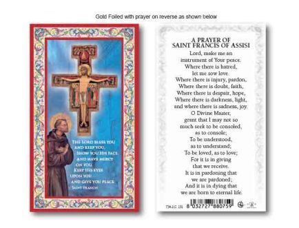 HOLY CARD SERIES 734 PRAYER OF ST FRANCIS OF ASSISI PK100