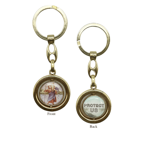 KEYRING ST CHRISTOPHER PROTECT US