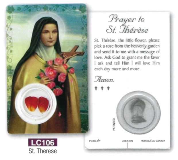HOLY CARD LAMINATED WITH MEDAL St Therese
