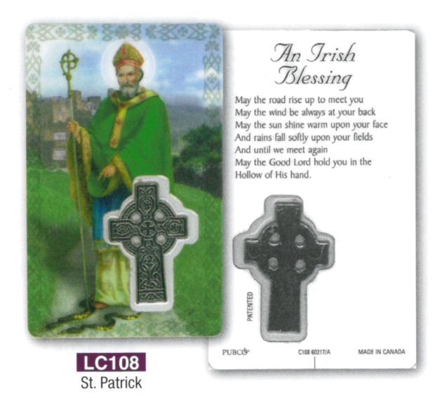 HOLY CARD LAMINATED WITH MEDAL St Patrick