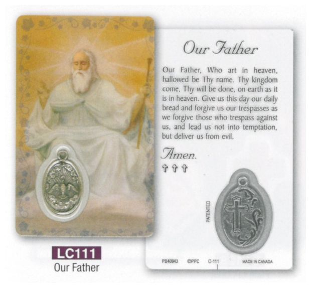 HOLY CARD LAMINATED WITH MEDAL Our Father