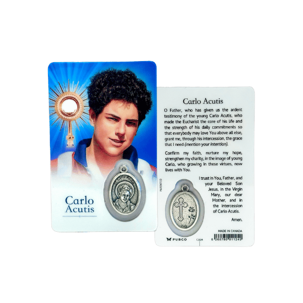 HOLY CARD LAMINATED WITH MEDAL Carlo Acutis