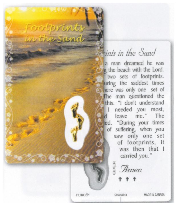 HOLY CARD LAMINATED WITH MEDAL Footprints