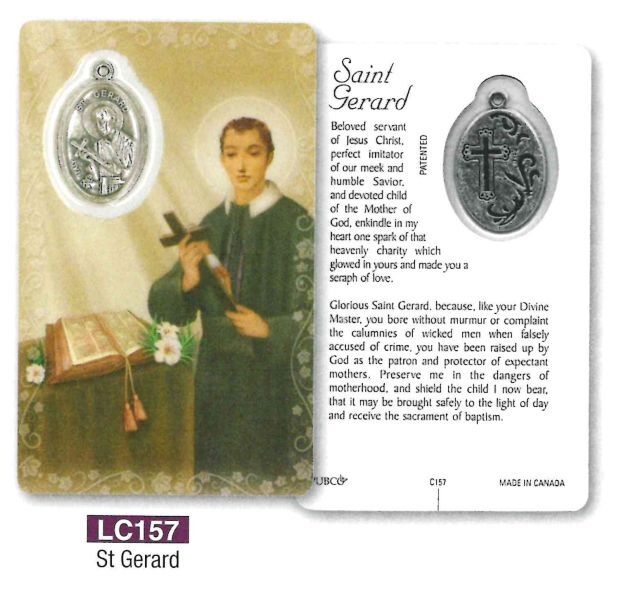 HOLY CARD LAMINATED WITH MEDAL St Gerard