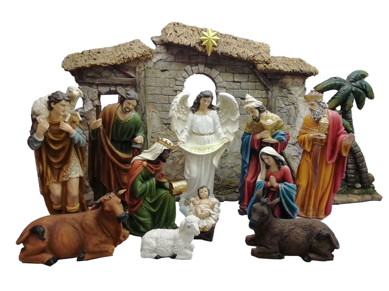 Large View NATIVITY SET & STABLE 11PCS 300MM - main product image