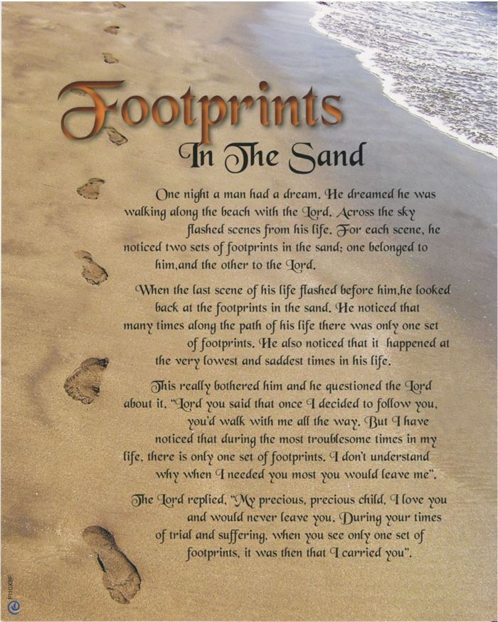 Prints Coloured 10 X 8 Footprints In The Sand | Online Christian ...
