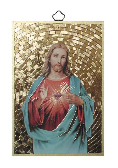 GOLD FOIL PLAQUE SACRED HEART OF JESUS