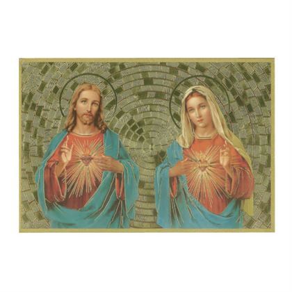 GOLD FOIL PLAQUE IMMACULATE HEART OF JESUS & MARY