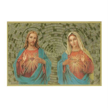GOLD FOIL PLAQUE IMMACULATE HEART OF JESUS & MARY - main product image