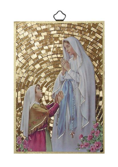 GOLD FOIL PLAQUE OUR LADY OF LOURDES