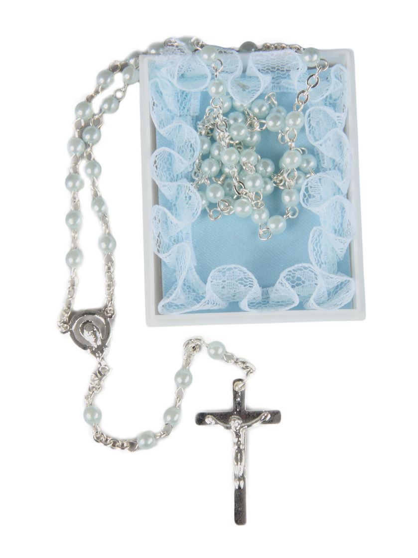 MY FIRST ROSARY WITH LIGHT BLUE BEADS