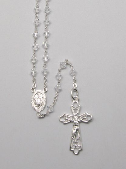 Rosary Necklace Crystal And Sterling 