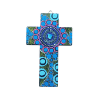 INDIGENOUS CROSS HAND PAINTED 15CM K