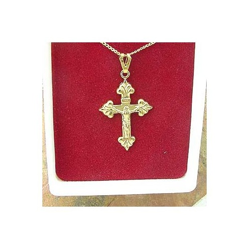 CRUCIFIX CLUBBED GOLD PENDANT BOXED
