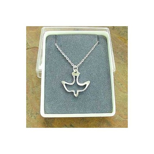 DOVE PENDANT SILVER PLATED WITH CHAIN - BOXED