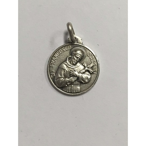 MEDAL ST FRANCIS STERLING SILVER 16MM BOXED