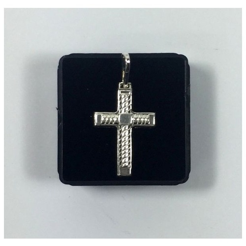CROSS STERLING SILVER PATTERNED 25MM BOXED