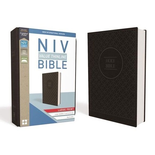 NIV THINLINE VALUE LARGE PRINT BIBLE GREY/BLACK