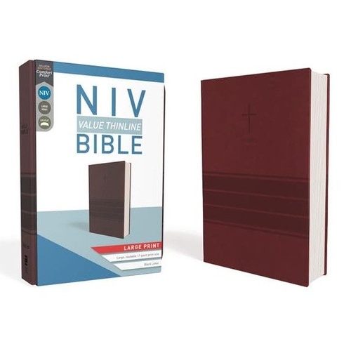 NIV THINLINE VALUE LARGE PRINT BIBLE BURGUNDY