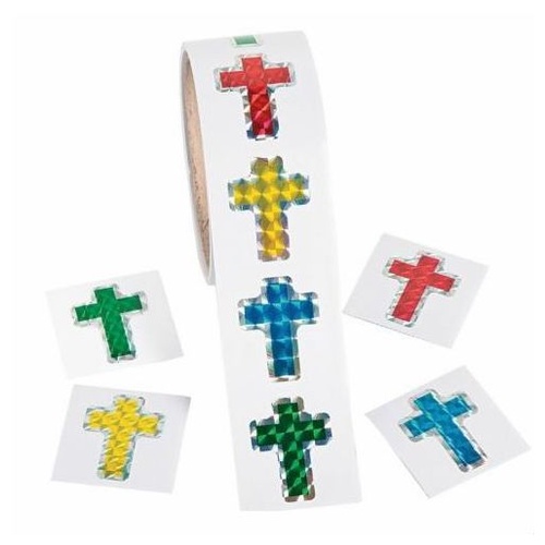 STICKER ROLL PRISM CROSS ASSORTED COLOURS - 100pk