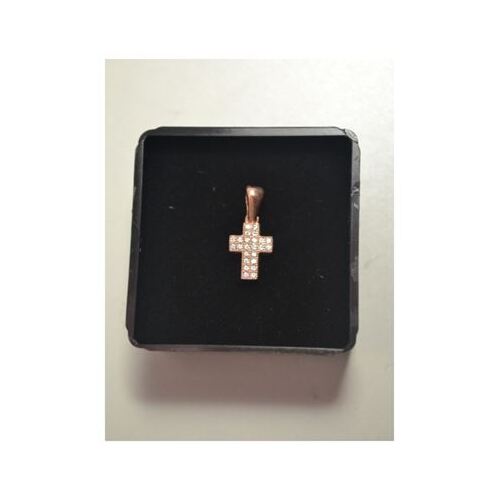 STERLING SILVER & ROSE GOLD MULTISTONE CROSS 10MM BOXED