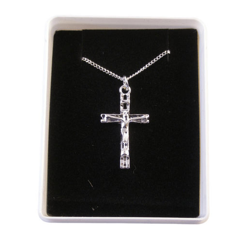 CRUCIFIX PENDANT SILVER WITH CHAIN BOXED