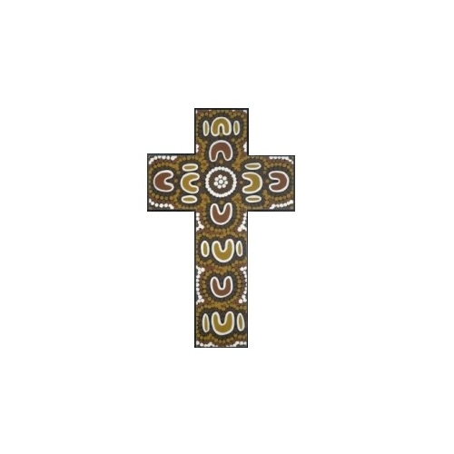 ETERNAL LIFE INDIGENOUS PRINT CROSS 15CM 