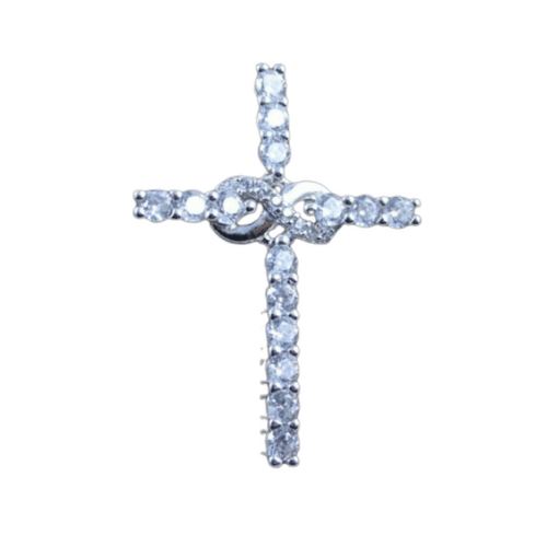 Sterling Silver Pendant - Infinity Cross with Cubic Zirconia