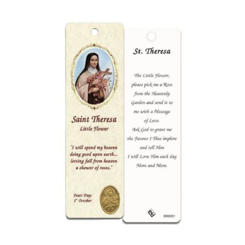 BOOK MARK LAMINATED WITH MEDAL ST THERESA           