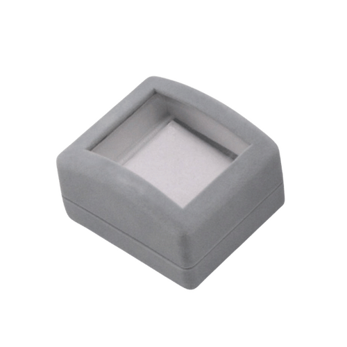ROSARY BOX VELVET WITH WINDOW GREY LARGE