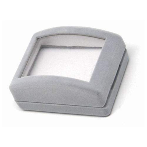 ROSARY BOX VELVET WITH WINDOW GREY LARGE