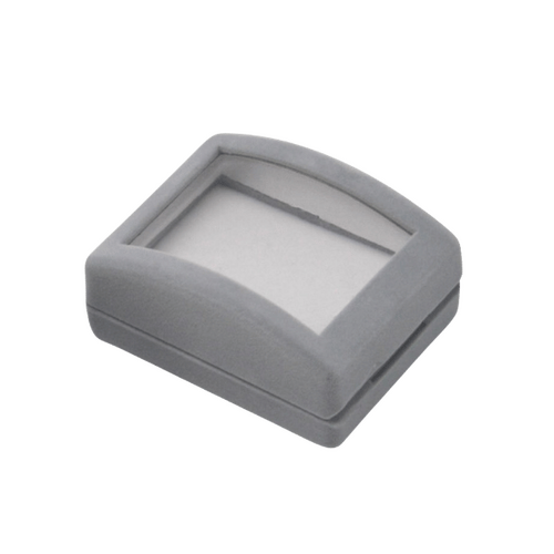 ROSARY BOX VELVET WITH WINDOW GREY SMALL