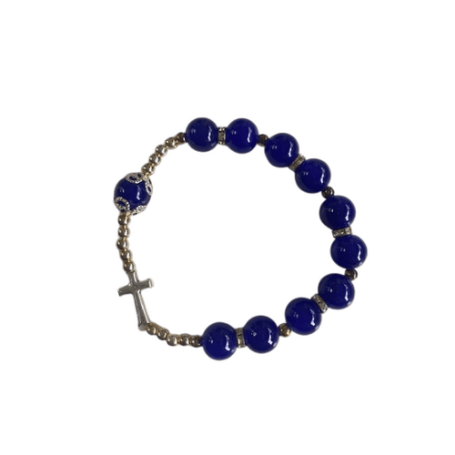 ROSARY BRACELET 8MM BEADS BLUE