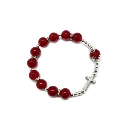 ROSARY BRACELET 8MM BEADS RED