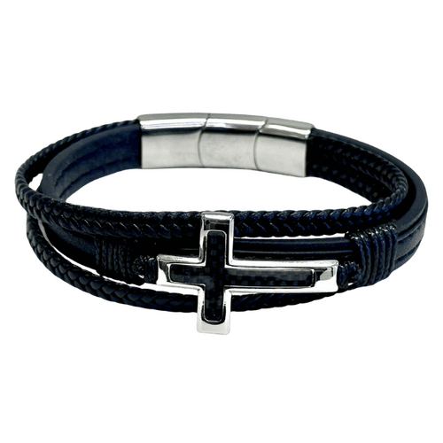 LEATHER CROSS BRACELET