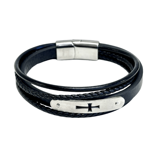 LEATHER CROSS BRACELET